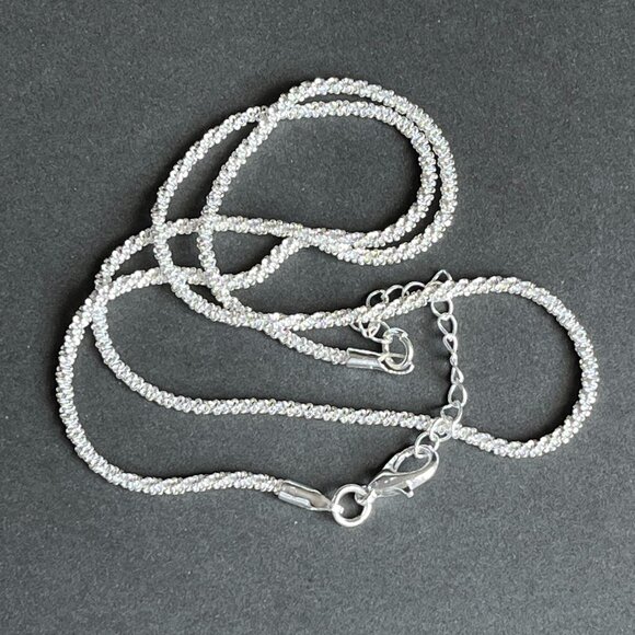 Silver Plated Necklace  sparkling Necklace 16" - Picture 1 of 4